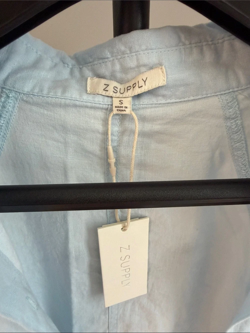 Z Supply Pale Blue Linen Button-Front Shirt